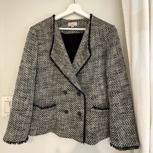 Women's Black and White Tweed Jacket- double breasted
